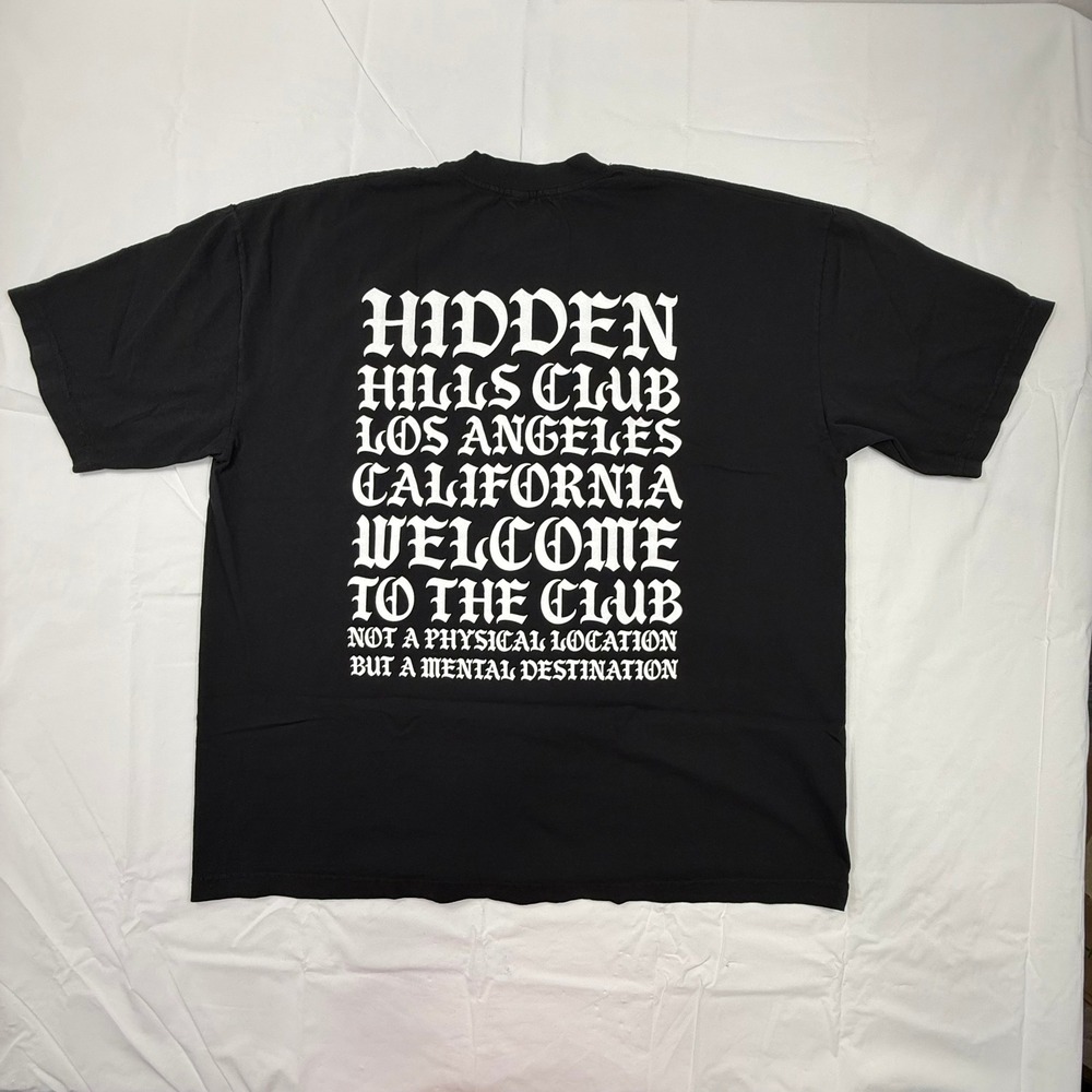 Hidden Hills Club Los Angeles California Graphic T-Shirt Black Mens 2XL